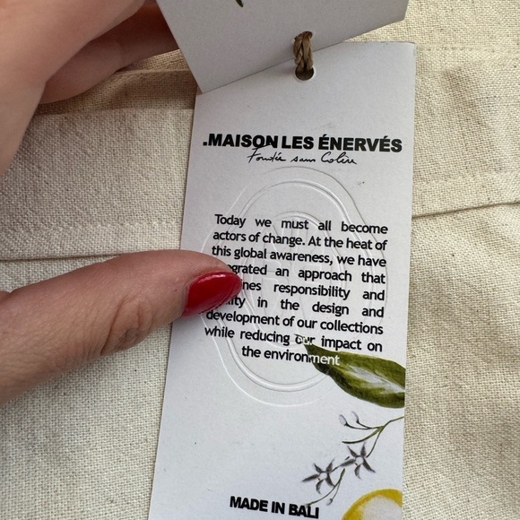 Maison Les Enerves- Tan Linen Face Stitched Wide Leg Pants - Picture 3 of 4